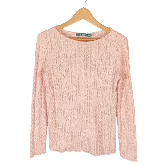 Lauren Ralph Lauren Sweaters - Lauren Ralph Lauren Sweater Women’s Size Large Pink Cable Knit Cotton Crewneck L